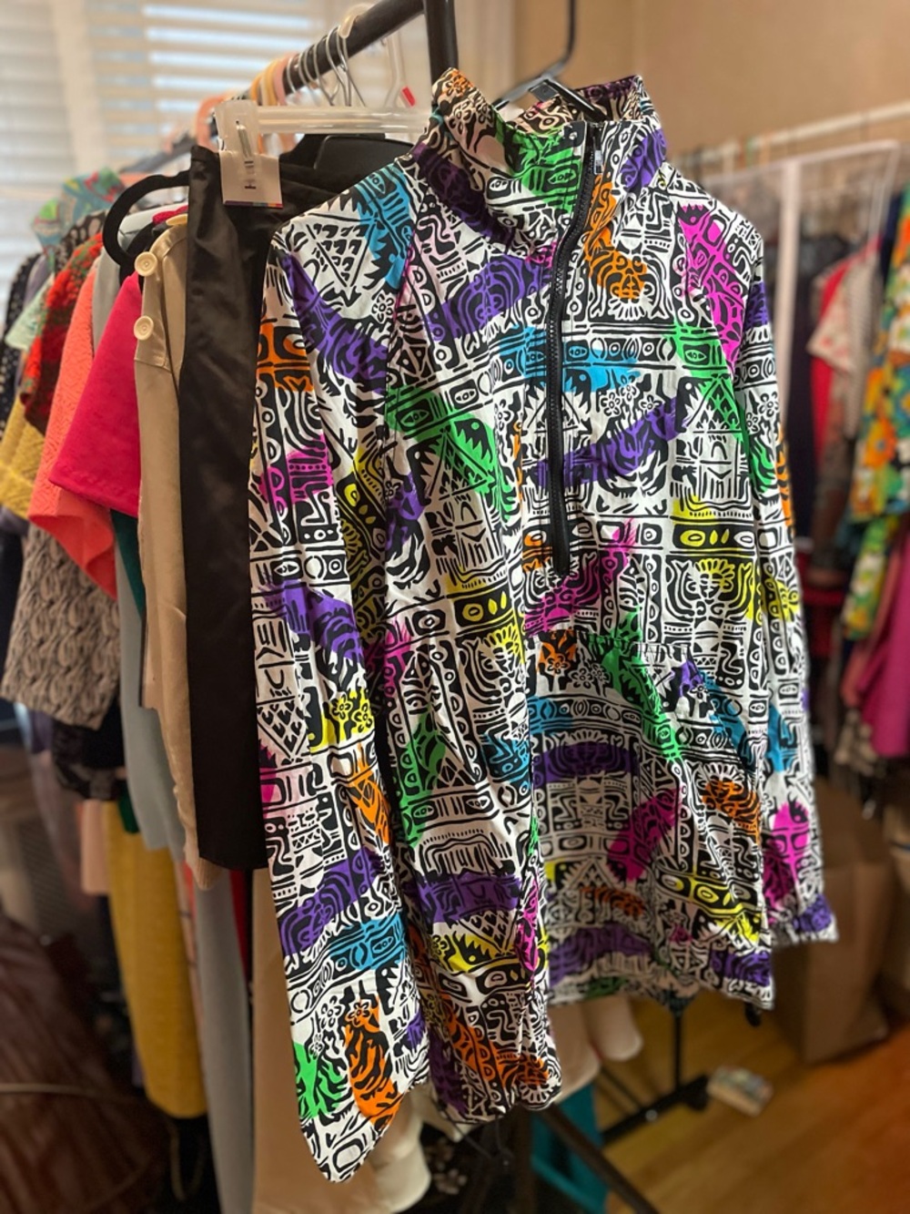 Colorful Abstract Print Windbreaker  Jacket
